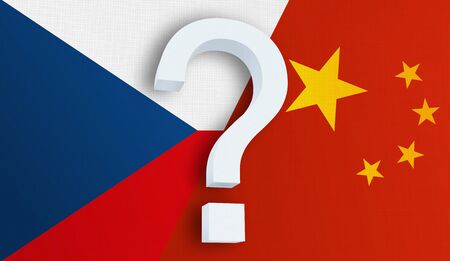 Relationship between the Czech Republic and the China. Two flags of countries on background. 3D rendered illustration.の写真素材