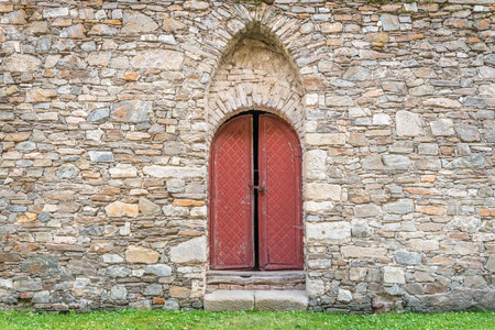 Medieval wooden door, gate in old church