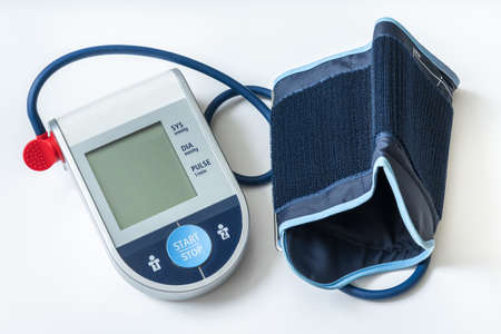 Blood pressure monitor with blank screen isolated on white backgroundの写真素材