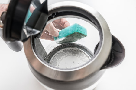 Kettle with white limescale surface - hard water conceptの写真素材
