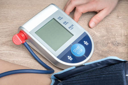 Blood pressure monitor with blank screenの写真素材