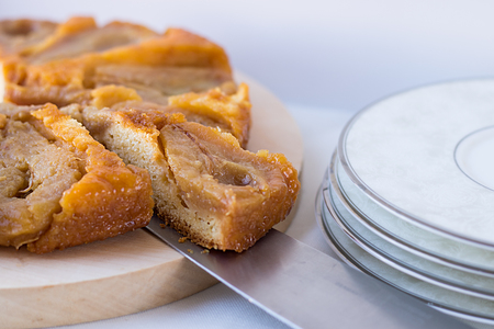 Pie with pears on the white backgroundの写真素材
