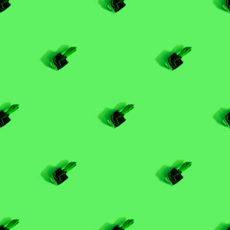 Many small hyacinth plant with leaves without pot, put as diagonal lines on greenの写真素材
