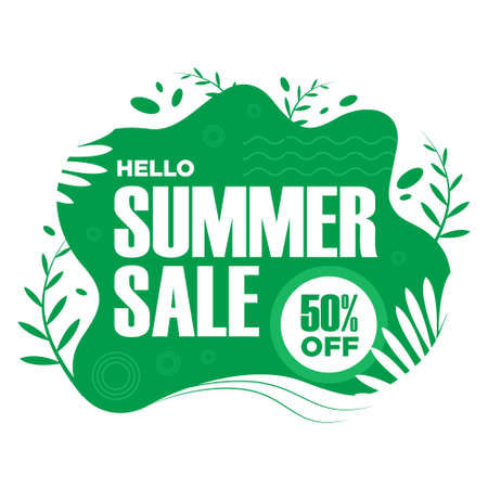 summer sale banner with flat design concept in green premium vector for your product promotion kit templateのイラスト素材