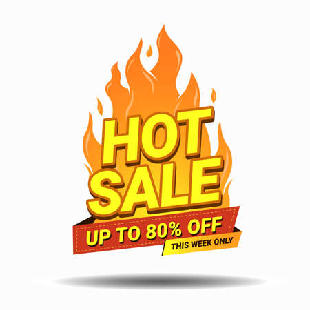 hot sale banner template with reality flames illustration for your product boost sales. inscrease your sales with this premium templateのイラスト素材