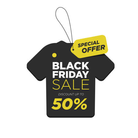 black friday tag with special offer label discount. t-shirt discount tag premium vector for your product promotionのイラスト素材
