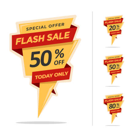 flat design flash sale tag discount pack for your promotion sales. website sales template. online shop. material. sales background. badge discount packのイラスト素材