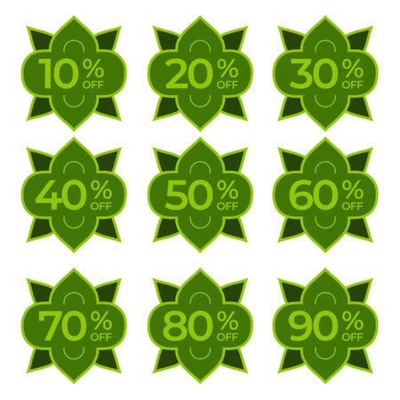 set of discount label with flat design green ornament template perfect for boost your product promotion salesのイラスト素材