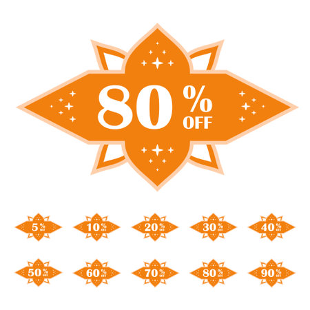 sset of orange discount sticker design vector perfect for boost your product promotion salesのイラスト素材