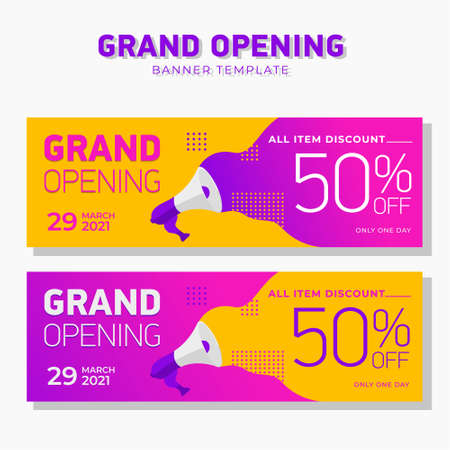 grand opening banner with discount sale template vector set perfect for boost your opening promotion eventのイラスト素材