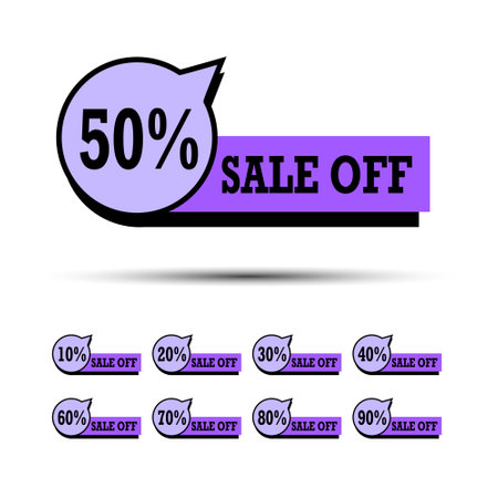 Set number special discount sign template design in purple premium vector perfect for boost your product promo in marketplace or website officialのイラスト素材