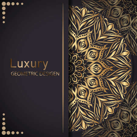 Luxury mandala background for wedding invitation, book cover. Patterns in Moroccan, Indian, Islamic, Chinese Post, Nepali or Arabic Style. Decor.の写真素材