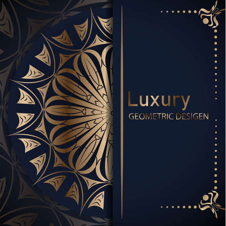 Luxury mandala background with golden arabesque pattern, Ornamental Background . Wedding card, Cover.のイラスト素材