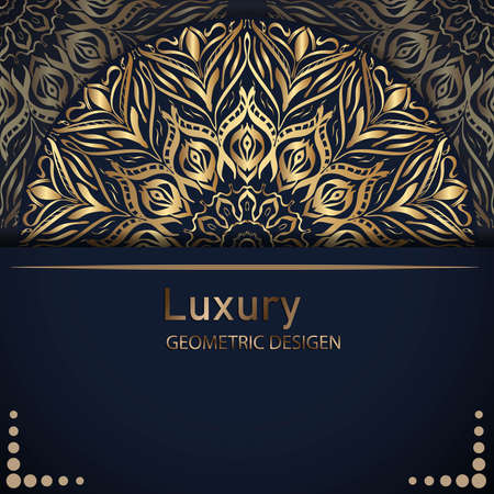 Luxury mandala background with golden arabesque pattern, Ornamental Background . Wedding card, Cover.のイラスト素材