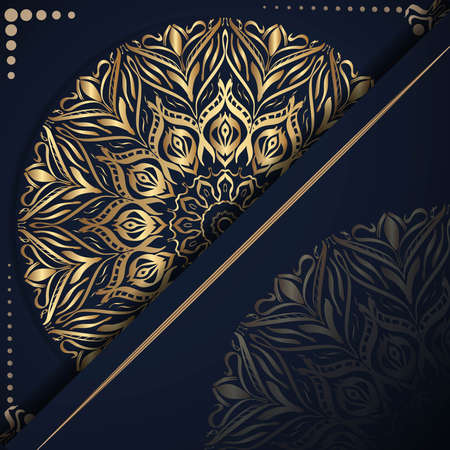 Luxury mandala background with golden arabesque pattern, Ornamental Background . Wedding card, Cover.のイラスト素材