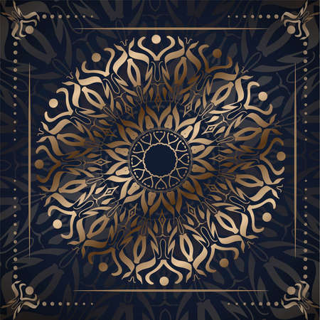 Luxury mandala background with golden arabesque pattern, Ornamental Background . Wedding card, Cover.のイラスト素材