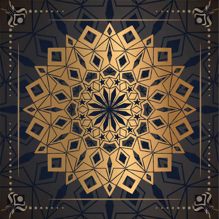 Luxury mandala background with golden arabesque pattern, Ornamental Background . Wedding card, Cover.のイラスト素材