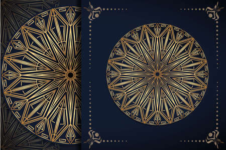 Luxury mandala background with golden arabesque pattern, Ornamental Background . Wedding card, Cover.のイラスト素材