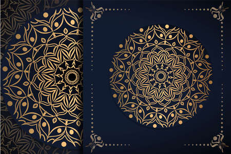 Luxury mandala background with golden arabesque pattern, Ornamental Background . Wedding card, Cover.のイラスト素材