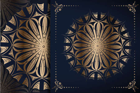 Luxury mandala background with golden arabesque pattern, Ornamental Background . Wedding card, Cover.の写真素材