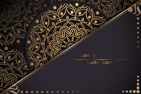 luxury ornamental mandala design background in gold color. ornament elegant invitation wedding cardの写真素材