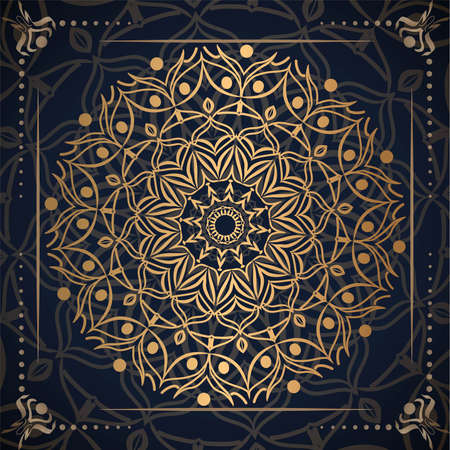 Luxury mandala background with golden arabesque pattern, Ornamental Background . Wedding card, Cover.のイラスト素材