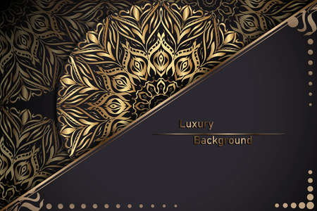 luxury ornamental mandala design background in gold color. ornament elegant invitation wedding cardの写真素材