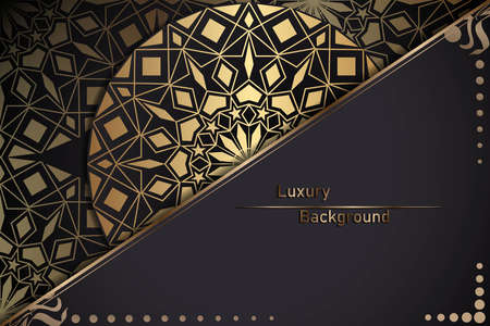 luxury ornamental mandala design background in gold color. ornament elegant invitation wedding cardの写真素材