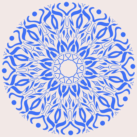 Round gradient mandala on white isolated background. Vector hobo mandala in green and pink colors. Mandala with floral patterns. Yoga templateのイラスト素材