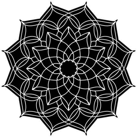 Circle lace ornament, round ornamental geometric doily patternのイラスト素材