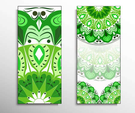 The front and rear side. mandala design elements. Wedding invitation, thank you card, save card, baby shower. Vector illustrationのイラスト素材