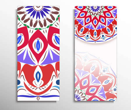 The front and rear side. mandala design elements. Wedding invitation, thank you card, save card, baby shower. Vector illustrationのイラスト素材