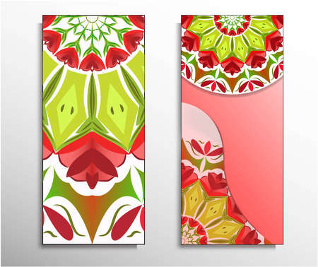 The front and rear side. mandala design elements. Wedding invitation, thank you card, save card, baby shower. Vector illustrationのイラスト素材