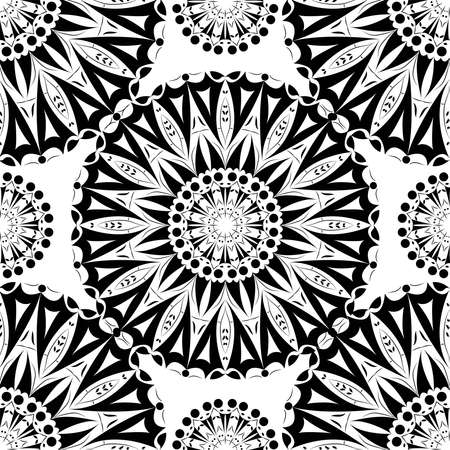 Seamless pattern. Antique decorative elements. Hand drawn background. Islam, Arabic, India, ottoman motifs.のイラスト素材