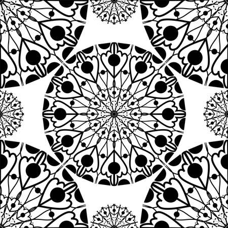 Seamless pattern. Antique decorative elements. Hand drawn background. Islam, Arabic, India, ottoman motifs.のイラスト素材