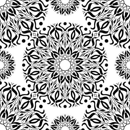 Seamless pattern. Antique decorative elements. Hand drawn background. Islam, Arabic, India, ottoman motifs.のイラスト素材