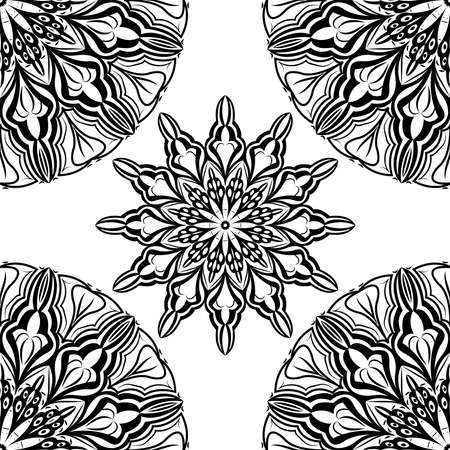 Seamless pattern. Antique decorative elements. Hand drawn background. Islam, Arabic, India, ottoman motifs.のイラスト素材