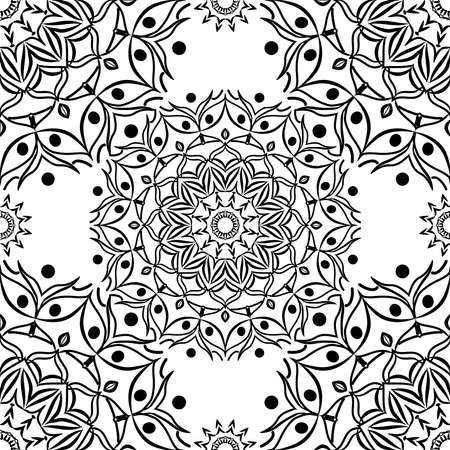 Seamless pattern. Antique decorative elements. Hand drawn background. Islam, Arabic, India, ottoman motifs.のイラスト素材