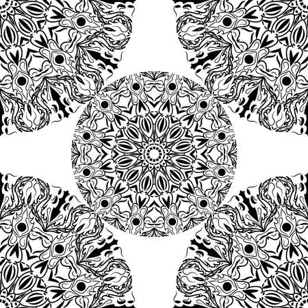 Seamless pattern. Antique decorative elements. Hand drawn background. Islam, Arabic, India, ottoman motifs.の写真素材