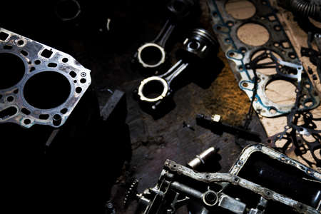 Old engine tools with defective engine parts.の写真素材