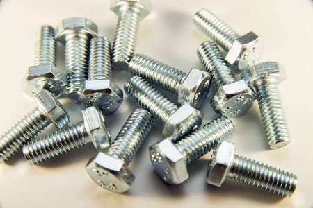 Bolts, metal screw or bolt on white background.の写真素材