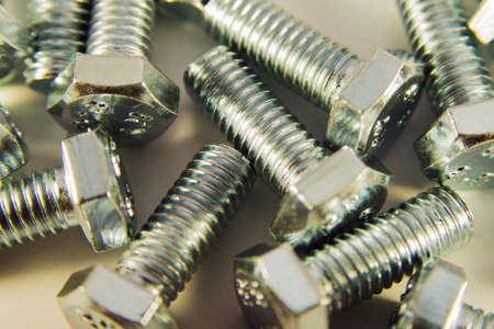 Bolts, metal screw or bolt on white background.の写真素材