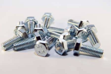 Bolts, metal screw or bolt on white background.の写真素材