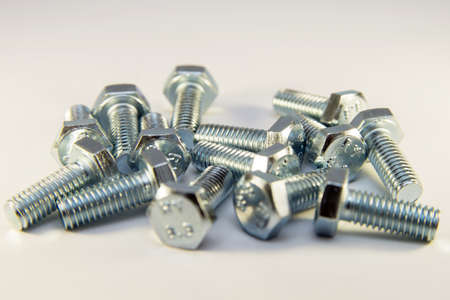 Bolts, metal screw or bolt on white background.の写真素材