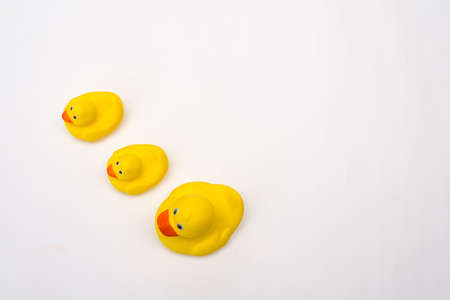 Yellow rubber duck isolated on white backgroundの写真素材