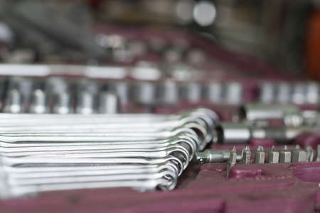 wrenches closeup lying in the Toolbox for service compared to other toolsの写真素材