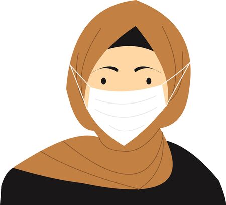 Muslim Hijabi woman wearing medical maskのイラスト素材