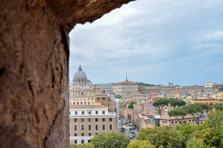 Landscape view of St. Peter's Basilica - Rome Italyの写真素材