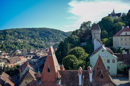 Sighisoara, The Medieval Citadel, Transylvania, Romaniaの写真素材