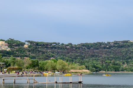 The Lake Albano in the Alban Hills of Lazio, Italyの写真素材